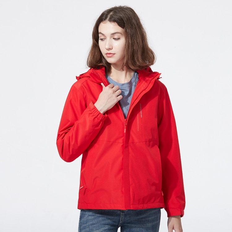 Ladys Detachable 3 in 1 Pair Of Waterproof, Windproof, Warm And Breathable Couples Stormsuit (Color:Red Size:XL)