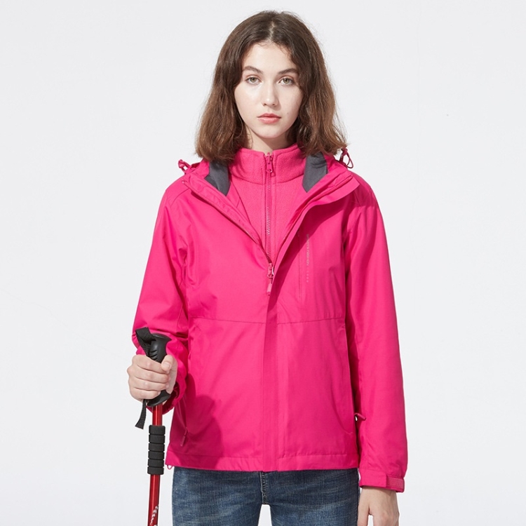 Ladys Detachable 3 in 1 Pair Of Waterproof, Windproof, Warm And Breathable Couples Stormsuit (Color:Rose Red Size:M)