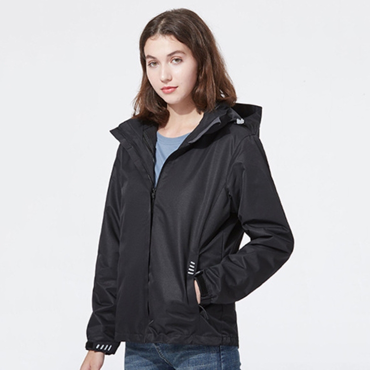 Ladys Detachable Two Piece Warm, Waterproof And Breathable Couples Stormsuit (Color:Black Size:XL)