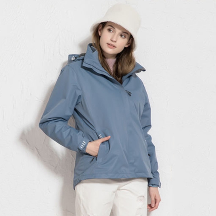 Ladys Detachable Two Piece Warm, Waterproof And Breathable Couples Stormsuit (Color:Fog Blue Size:XL)
