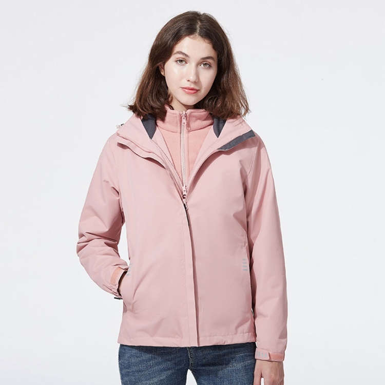Ladys Detachable Two Piece Warm, Waterproof And Breathable Couples Stormsuit (Color:Pink Size:XXXXL)