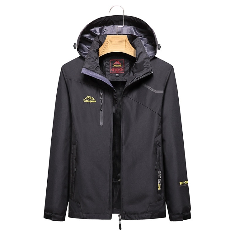 Ladys Outdoor Sports Single Layer Stormsuit Wear Resistant Breathable Waterproof Windproof Couple Mountaineering Suit (Color:Black Size:XXXXXL)