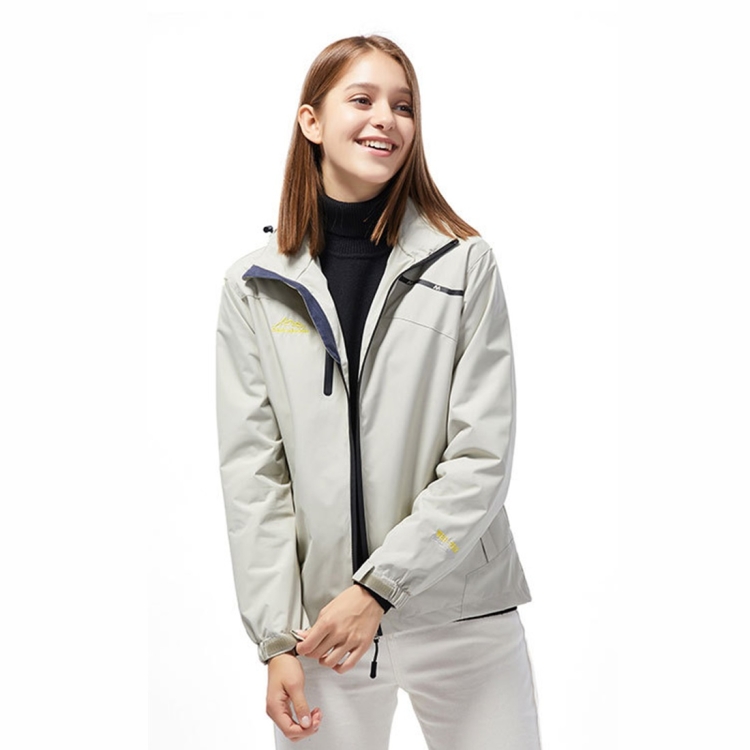 Ladys Outdoor Sports Single Layer Stormsuit Wear Resistant Breathable Waterproof Windproof Couple Mountaineering Suit (Color:Ivory White Size:XXXL)