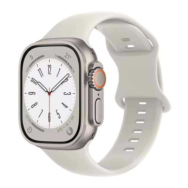 Large Size Silicone Watch Band For Apple Watch Ultra 49mm & Ultra 2 49mm / Series 9&8&7 45mm / SE 3&SE 2&6&SE&5&4 44mm / 3&2&1 42mm(Starlight)