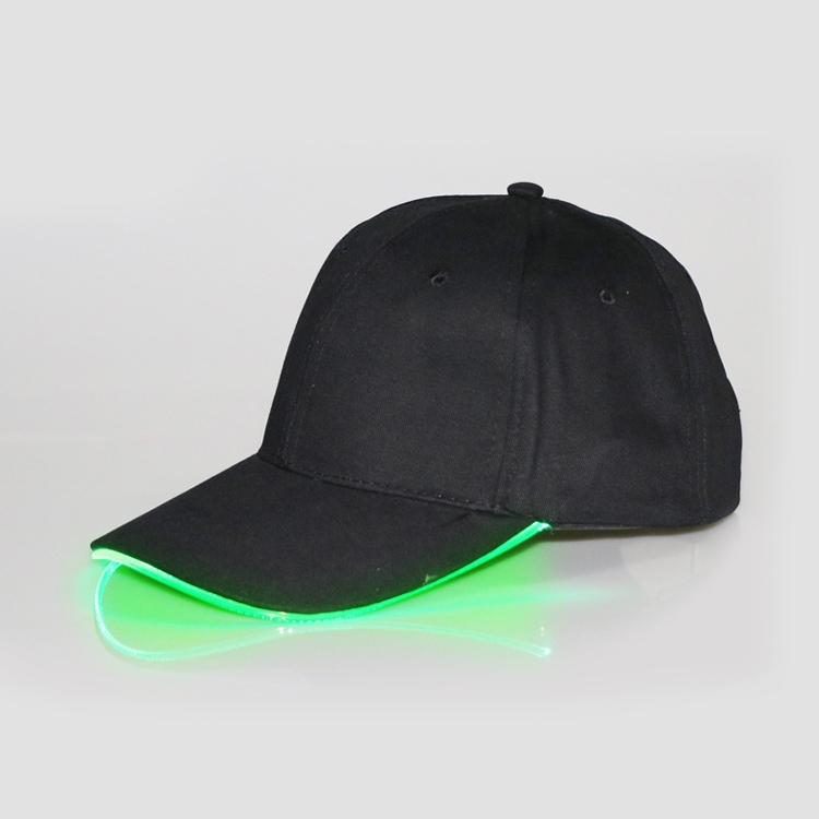 LED Luminous Baseball Cap Male Outdoor Fluorescent Sunhat, Style: Battery, Color:Black Hat Green Light