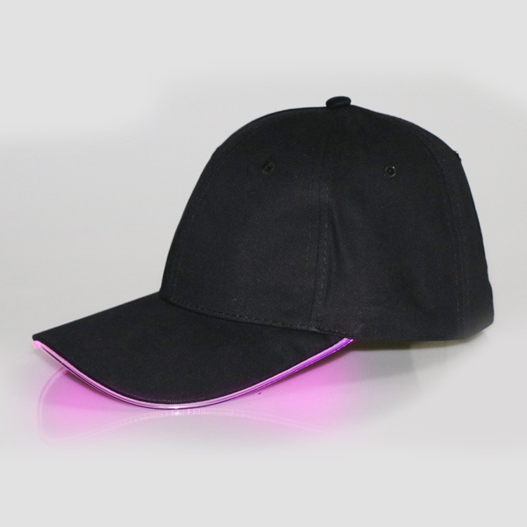 LED Luminous Baseball Cap Male Outdoor Fluorescent Sunhat, Style: Battery, Color:Black Hat Pink Light