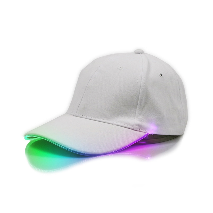 LED Luminous Baseball Cap Male Outdoor Fluorescent Sunhat, Style: Battery, Color:White Hat Colorful Light