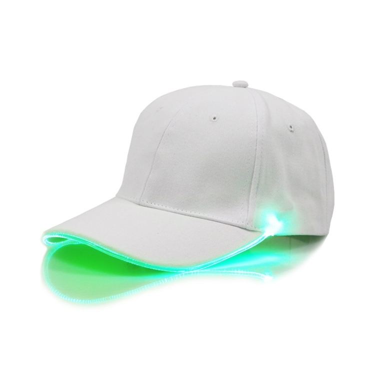 LED Luminous Baseball Cap Male Outdoor Fluorescent Sunhat, Style: Battery, Color:White Hat Green Light