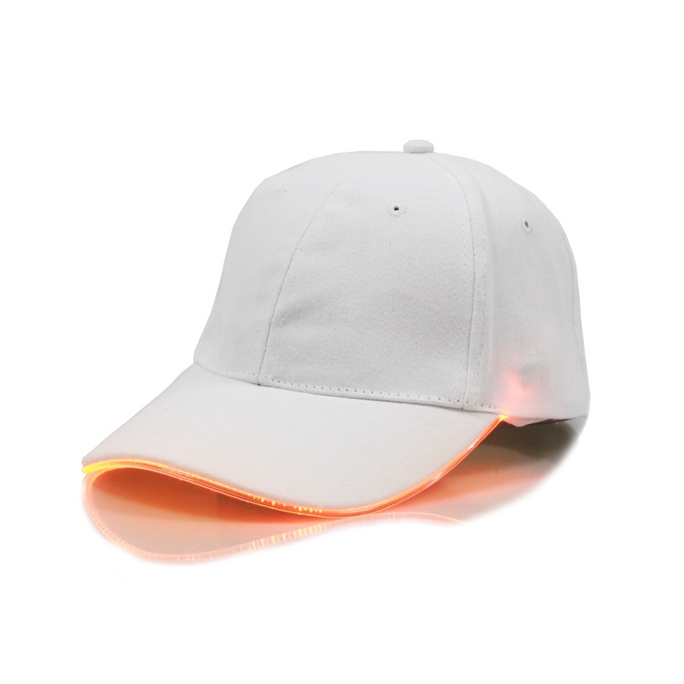 LED Luminous Baseball Cap Male Outdoor Fluorescent Sunhat, Style: Battery, Color:White Hat Orange Light