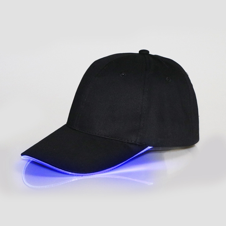 LED Luminous Baseball Cap Male Outdoor Fluorescent Sunhat, Style: Rechargeable, Color:Black Hat Blue Light