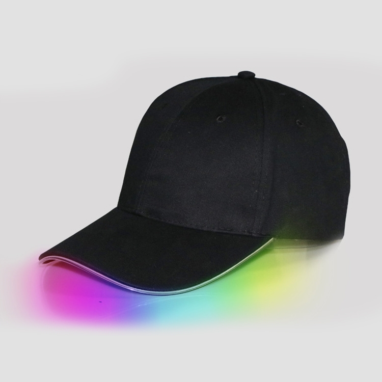 LED Luminous Baseball Cap Male Outdoor Fluorescent Sunhat, Style: Rechargeable, Color:Black Hat Colorful Light