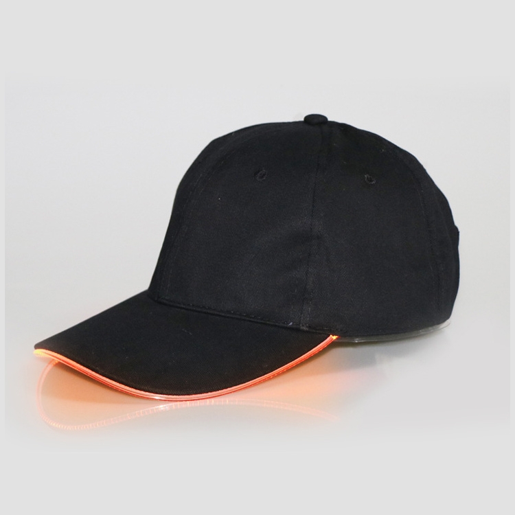 LED Luminous Baseball Cap Male Outdoor Fluorescent Sunhat, Style: Rechargeable, Color:Black Hat Orange Light