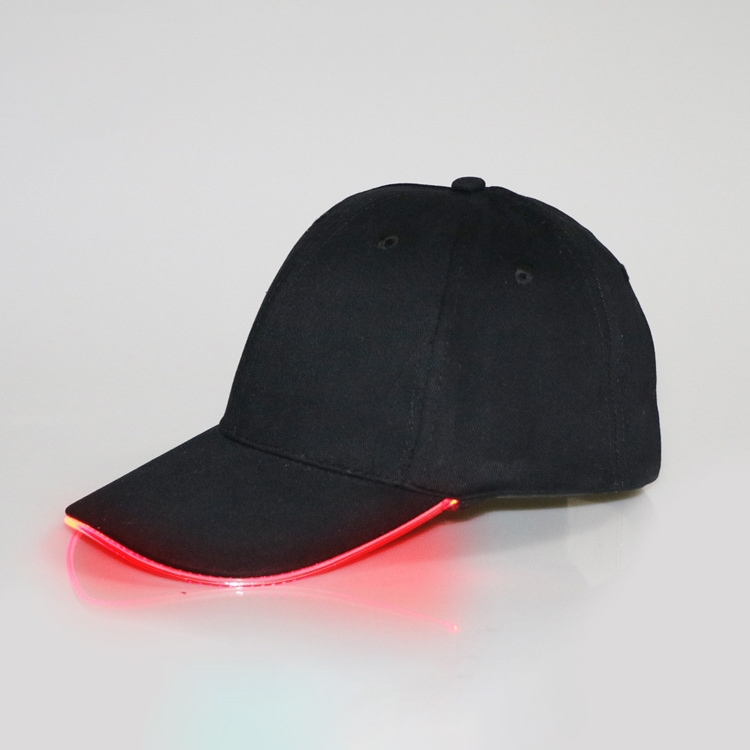 LED Luminous Baseball Cap Male Outdoor Fluorescent Sunhat, Style: Rechargeable, Color:Black Hat Red Light