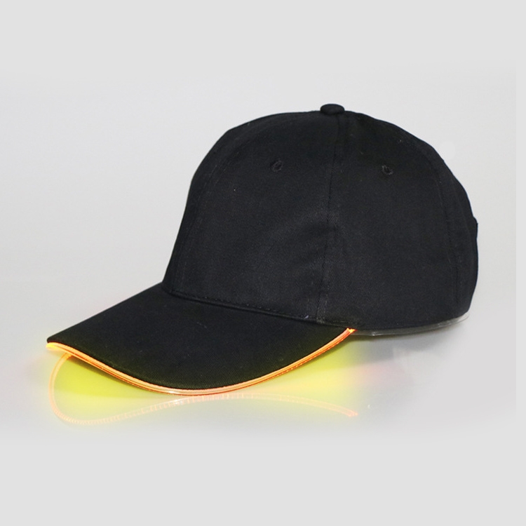 LED Luminous Baseball Cap Male Outdoor Fluorescent Sunhat, Style: Rechargeable, Color:Black  Hat Yellow Light