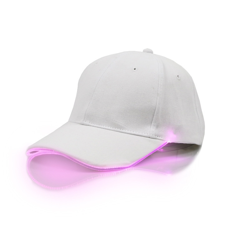 LED Luminous Baseball Cap Male Outdoor Fluorescent Sunhat, Style: Rechargeable, Color:White Hat Pink Light