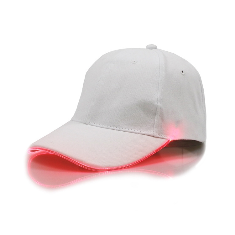 LED Luminous Baseball Cap Male Outdoor Fluorescent Sunhat, Style: Rechargeable, Color:White Hat Red Light