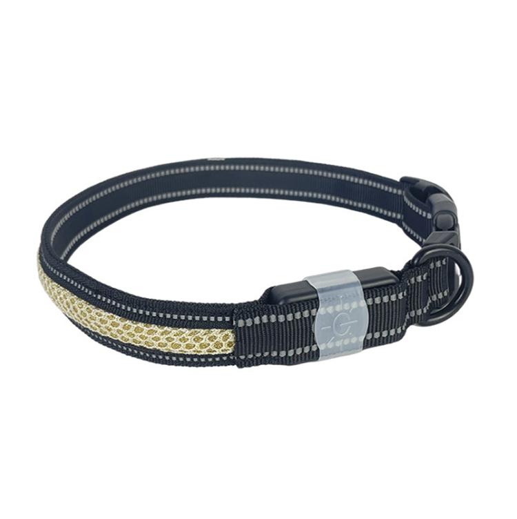LED Rechargeable Wear-resistant and Waterproof Pet Lighting Collar, Size: M(Black)