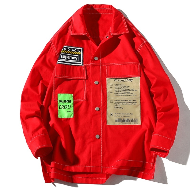 Leisure Art Port Wind Long Sleeve Shirt Jacket for Men (Color:Red Size:XL)