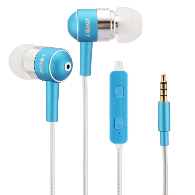 LOUIS Color Change LED Wired Control In-Ear HiFi Earphone Stereo Bass Ear Cup for iPhone, iPad, iPod, Samsung, HTC, Sony, Huawei, Xiaomi and Other Audio Devices with 3.5mm Earphone Ports(Blue)