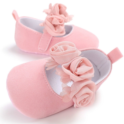Lovely Flower Baby Girl Newborn Crib Shoes Soft Prewalker Anti-slip Baby Shoes(Pink)