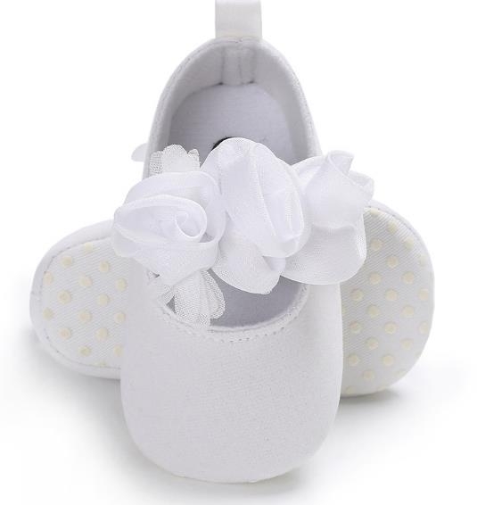 Lovely Flower Baby Girl Newborn Crib Shoes Soft Prewalker Anti-slip Baby Shoes(White)
