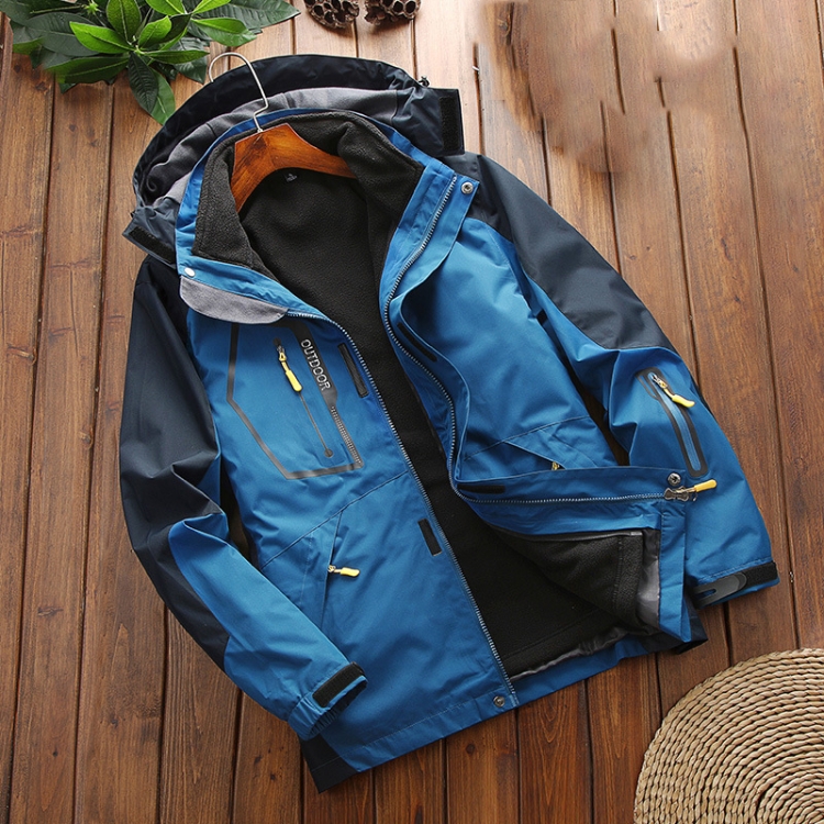LSM-121 Men Autumn And Winter Jackets Grab Fleece Inner Lining Outdoor Hiking Clothes, Size: 5XL(Denim Blue)