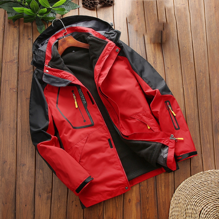 LSM-121 Men Autumn And Winter Jackets Grab Fleece Inner Lining Outdoor Hiking Clothes, Size: 6XL(Red)