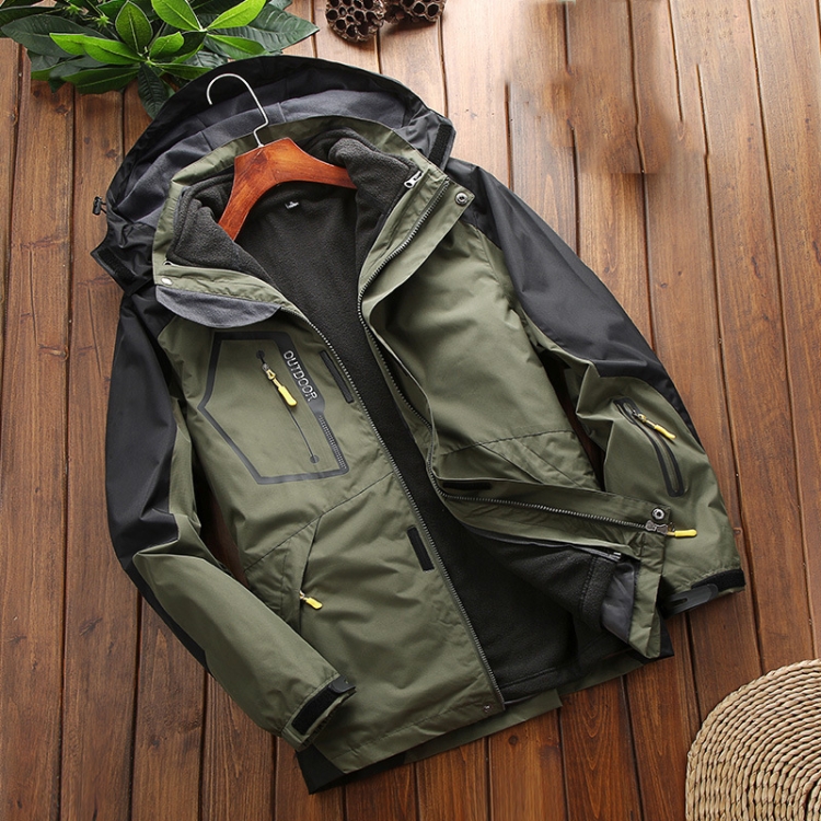 LSM-121 Men Autumn And Winter Jackets Grab Fleece Inner Lining Outdoor Hiking Clothes, Size: XL(Army Green)