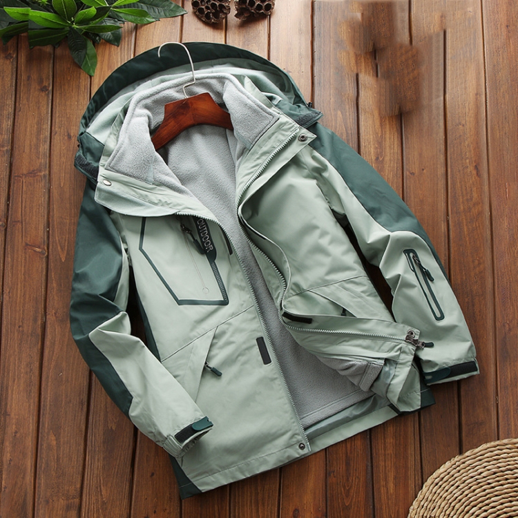 LSM-121 Women Autumn And Winter Jackets Grab Fleece Inner Lining Outdoor Hiking Clothes, Size:3XL(Green)