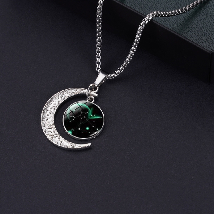 Luminous Zodiac Moon Titanium Steel Necklace Personalized Moon Pendant(Sagittarius)