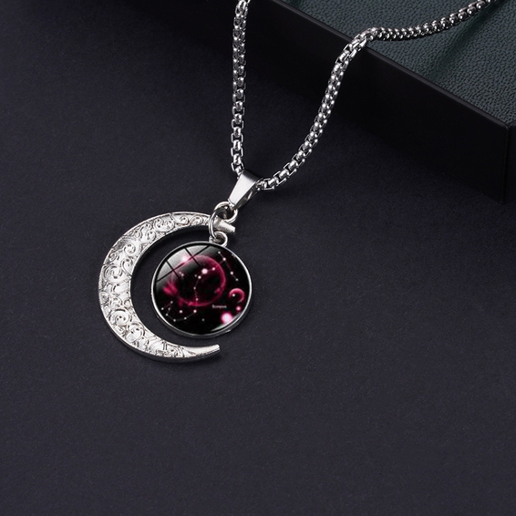 Luminous Zodiac Moon Titanium Steel Necklace Personalized Moon Pendant(Scorpio)
