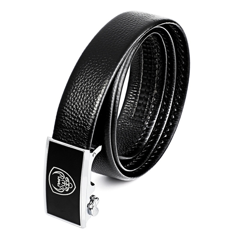 Men Casual Cow Leather Belt Waistband with Buckle Head, Length: 115cm(Black)