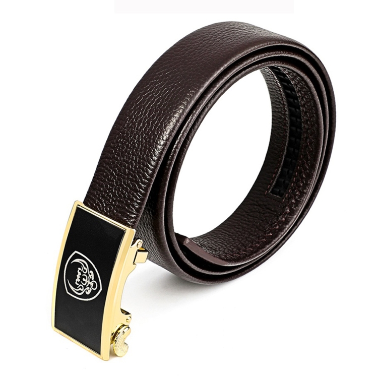 Men Casual Cow Leather Belt Waistband with Buckle Head, Length: 120cm(Brown)