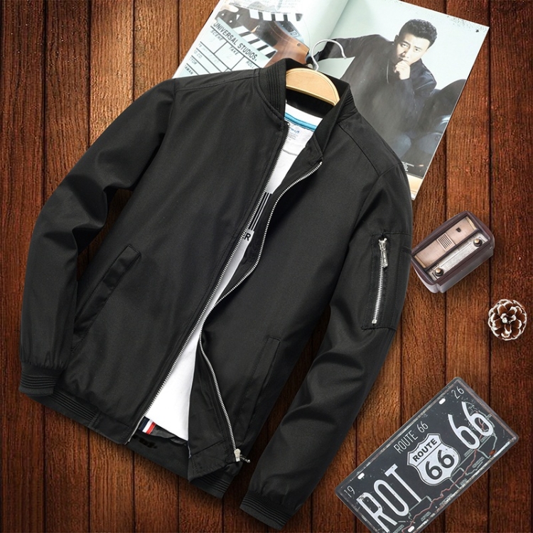 Men Casual Fashion Jacket (Color:Black Size:M)