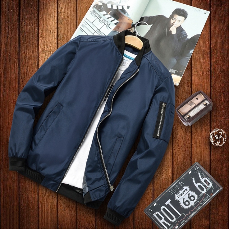 Men Casual Fashion Jacket (Color:Dark Blue Size:XL)