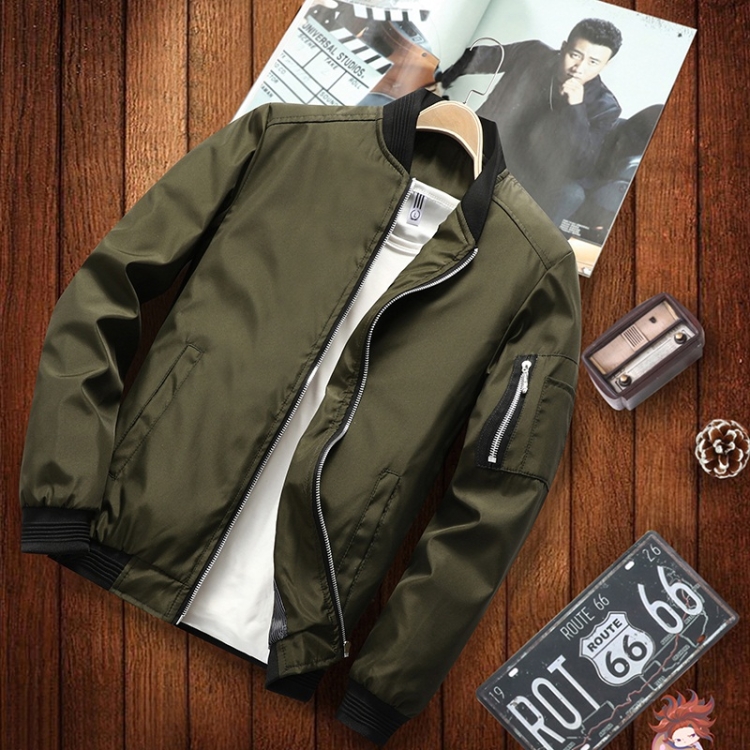 Men Casual Fashion Jacket (Color:Green Size:XL)