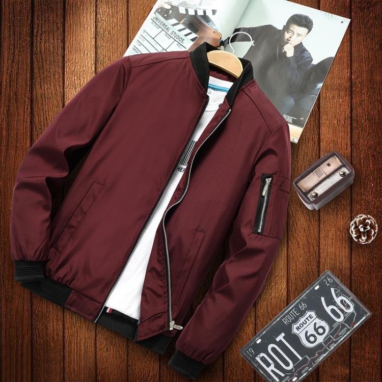 Men Casual Fashion Jacket (Color:Red Size:M)