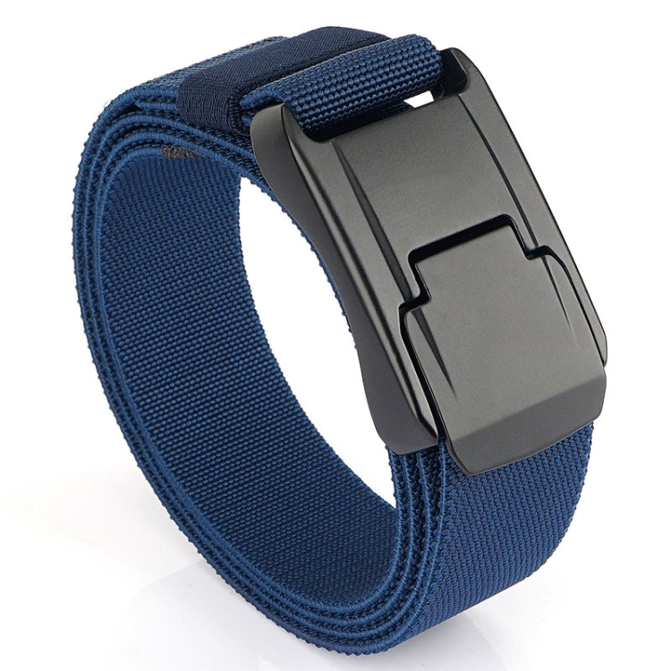 Men Casual Fashion Stretch Woven Quick Buckle Belt, Length: 125cm(Royal blue)