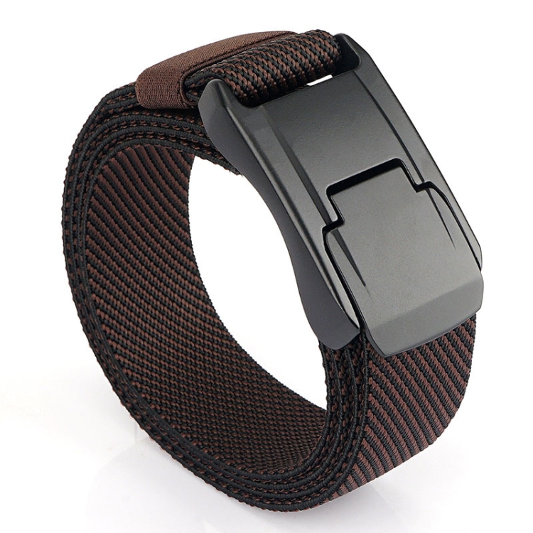 Men Casual Fashion Stretch Woven Quick Buckle Belt, Length: 125cm(Twill brown)