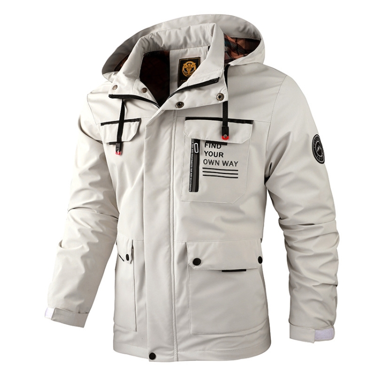 Men Casual Jacket Autumn And Winter Hooded Jacket, Size: XXL(White)
