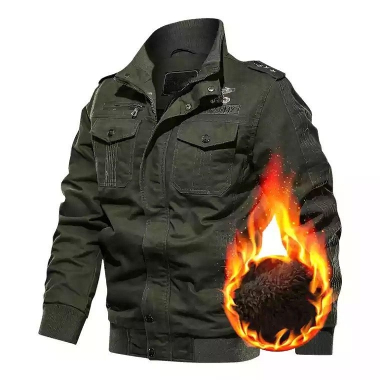 Men Casual Slim Plus Velvet Jacket (Color:Green Size:XXL)