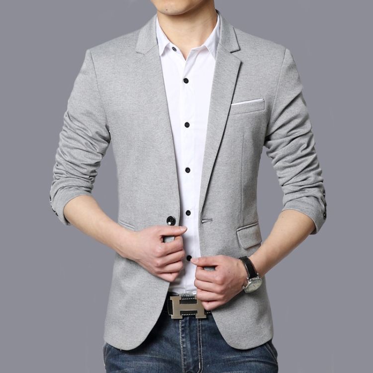 Men Casual Suit Blazer Slim Fit Business Formal Dress Groom Marriage Suit Coat, Size: XXL(Gray)