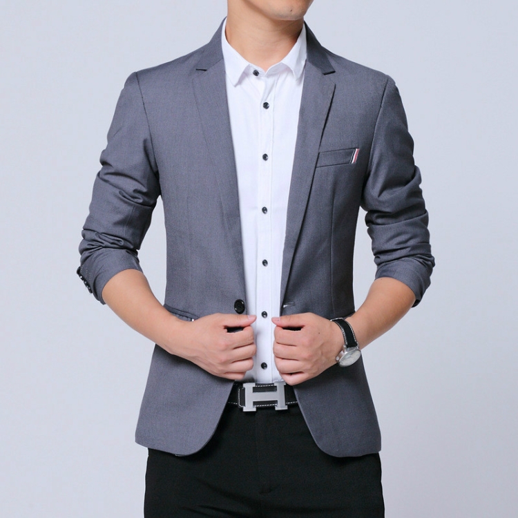 Men Casual Suit Self-cultivation Business Blazer, Size: XXXL(Gray)