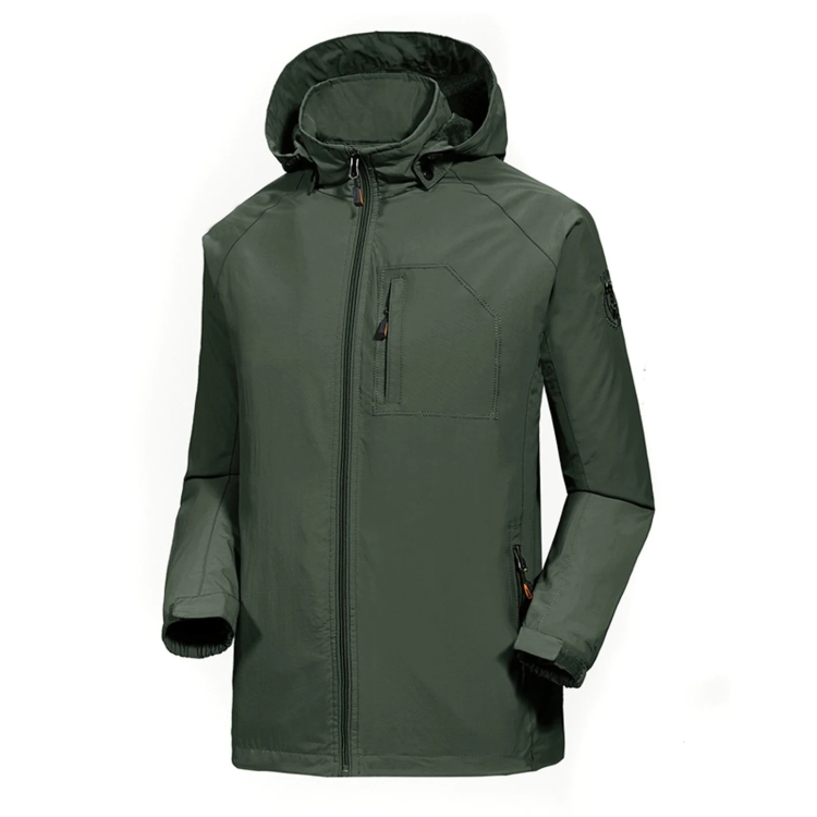 Men Casual Youth Full Zip Hooded Rainproof Jacket, Size: XXXXL(Green)