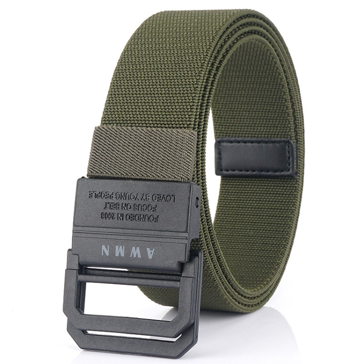 Men Lightweight Metal Free Casual Elastic Belt, Length: 120cm(Plain Weave Army Green)