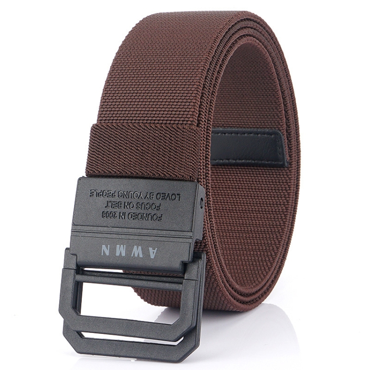 Men Lightweight Metal Free Casual Elastic Belt, Length: 120cm(Plain Weave Coffee)