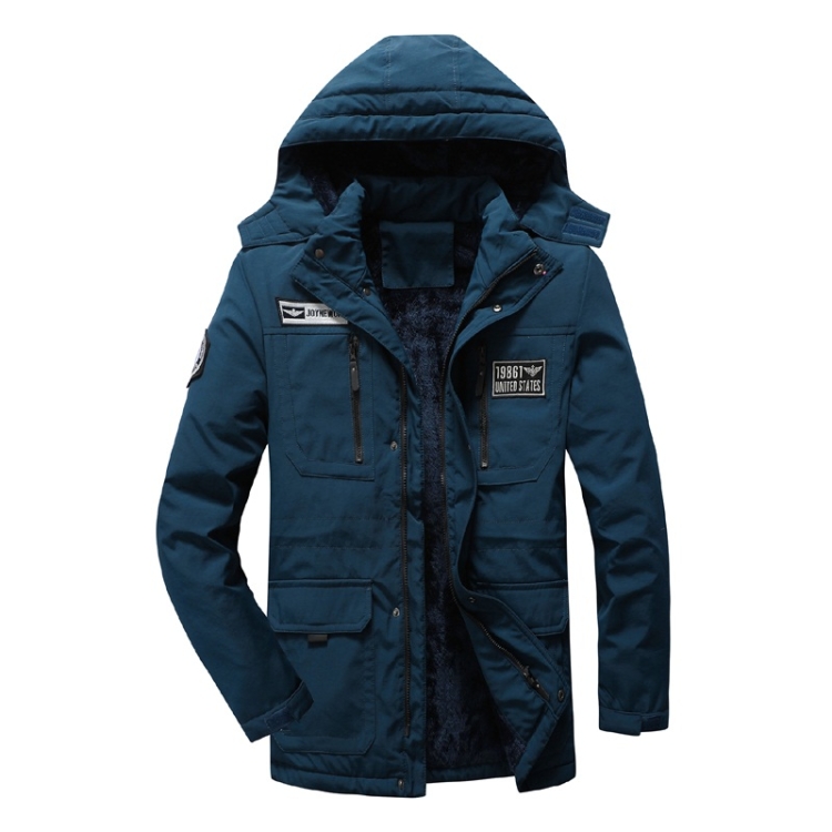 Men Long Style Warm Cotton Clothing (Color:Blue Size:XXXL)