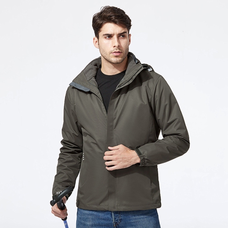 Mens Detachable Two Piece Warm, Waterproof And Breathable Couples Stormsuit (Color:Space Grey Size:L)