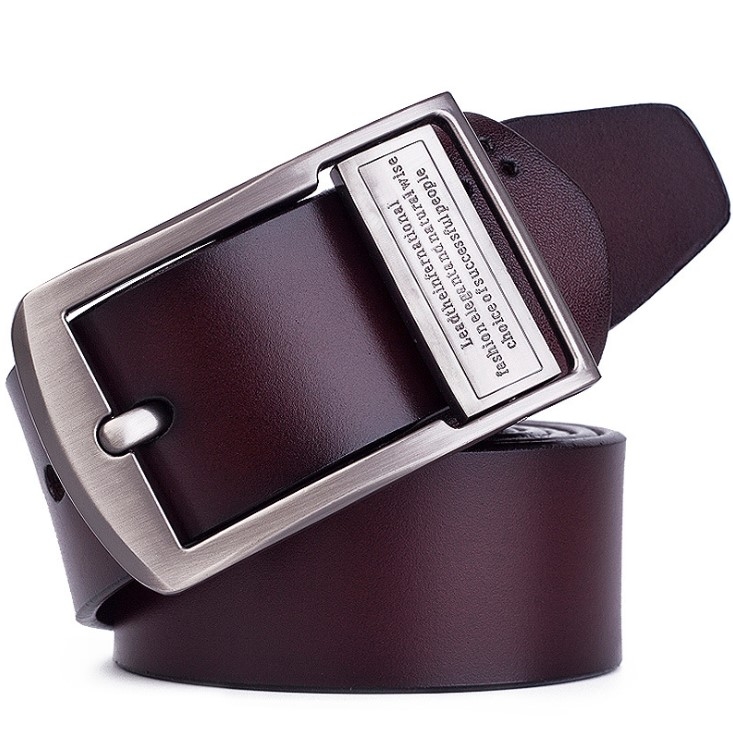 Men's Pin Buckle Leather Belt Pure Leather Pants Belt, Belt Length:120cm( brown)