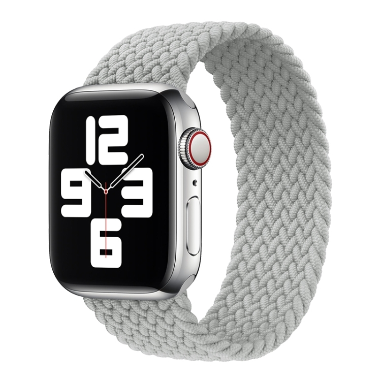 Metal Head Braided Nylon Solid Color Watch Band For Apple Watch Series 9&8&7 41mm / SE 3&SE 2&6&SE&5&4 40mm / 3&2&1 38mm, Size:L 155mm(Pearl White)